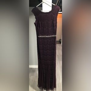 Betsy Adam Size 16 purple lace maxi dress. Mother of the bride or formal